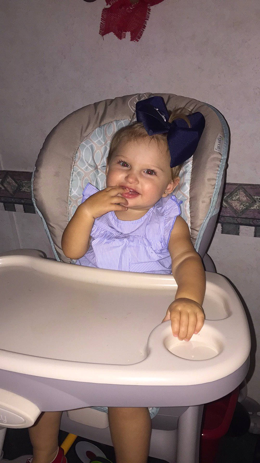 Elleigh joined the competition — help win amazing prizes! baby_products, child, fun, furniture, girl, hand, infant, leg, person, product, sitting, skin, smile, toddler