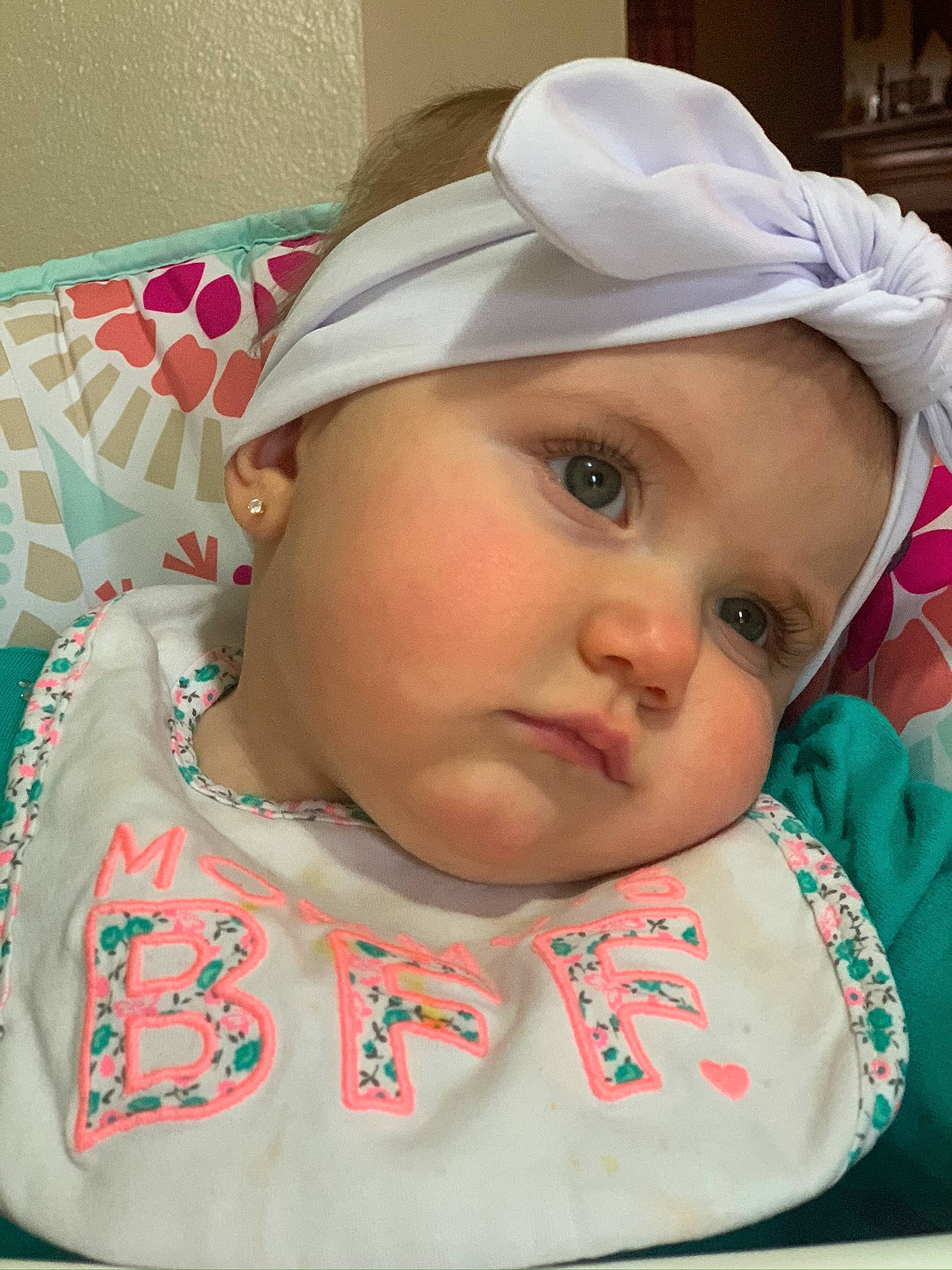 Amelia joined the competition — help win amazing prizes! baby, bonnet, cheek, child, chin, face, fashion_accessory, forehead, hat, head, headgear, headwear, lip, person, pink, skin, smile, toddler