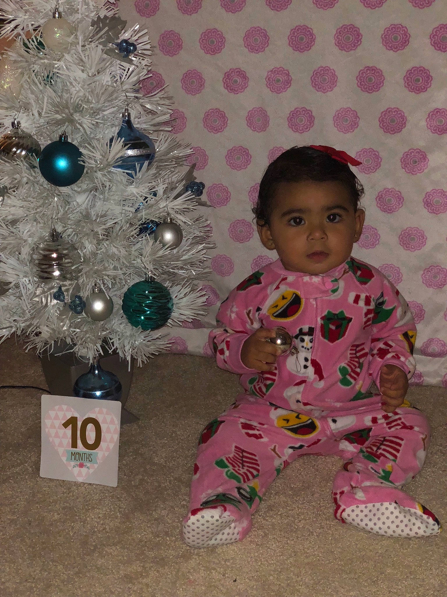 Mia joined the competition — help win amazing prizes! child, christmas, event, fun, holiday, infant, person, pink, play, toddler