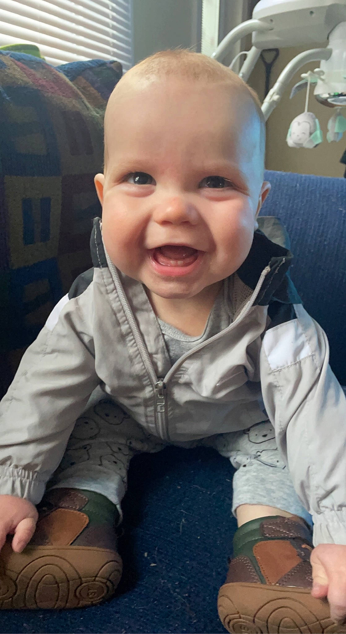Dawson joined the competition — help win amazing prizes! baby, baby_toddler_clothing, cheek, comfort, cool, finger, gesture, happy, head, lip, mouth, nose, outerwear, person, plant, product, skin, sleeve, smile, t_shirt