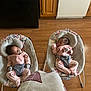 Keilani is registered to the contest to win money with this photo: baby, sleeping, infant, pacifier, baby_swing, pink_clothing, mittens, floor, wood_floor, kitchen, cabinet, blanket, pattern, heart_pattern, person, indoor, cute, resting, toddler, child