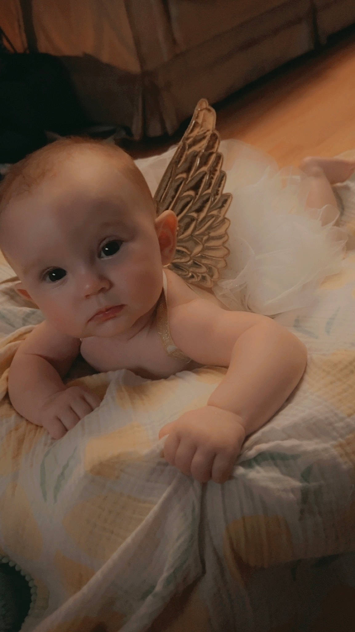 Matilda joined the competition — help win amazing prizes! abdomen, angel, baby, baby_toddler_clothing, bed, cheek, chest, child, comfort, ear, happy, headpiece, iris, linens, person, sitting, skin, thumb, toddler, trunk