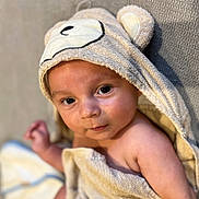 Barney joined the competition — help win amazing prizes! adorable, baby, bear, blanket, child, cozy, cute, expression, eyes, face, hood, indoors, infant, looking_up, skin, soft, texture, towel, warm, wrapped