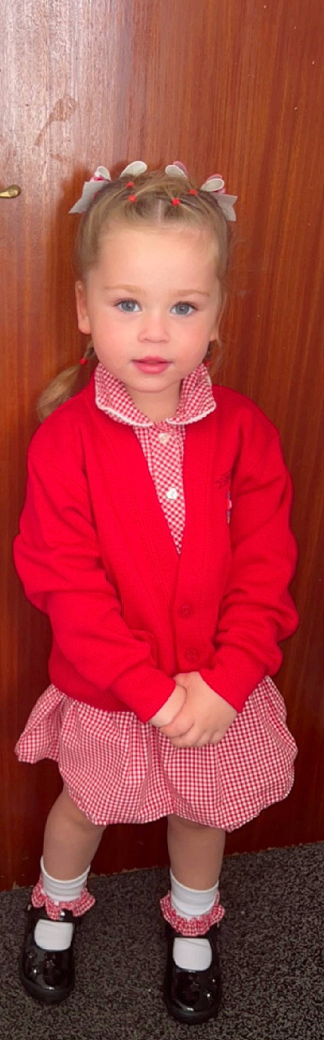 Harper-leigh joined the competition — help win amazing prizes! baby_toddler_clothing, blazer, bow_tie, button, child, chin, collar, dress, dress_shirt, fashion_accessory, formal_wear, jacket, jewellery, lip, neck, person, red, sleeve, smile, tie