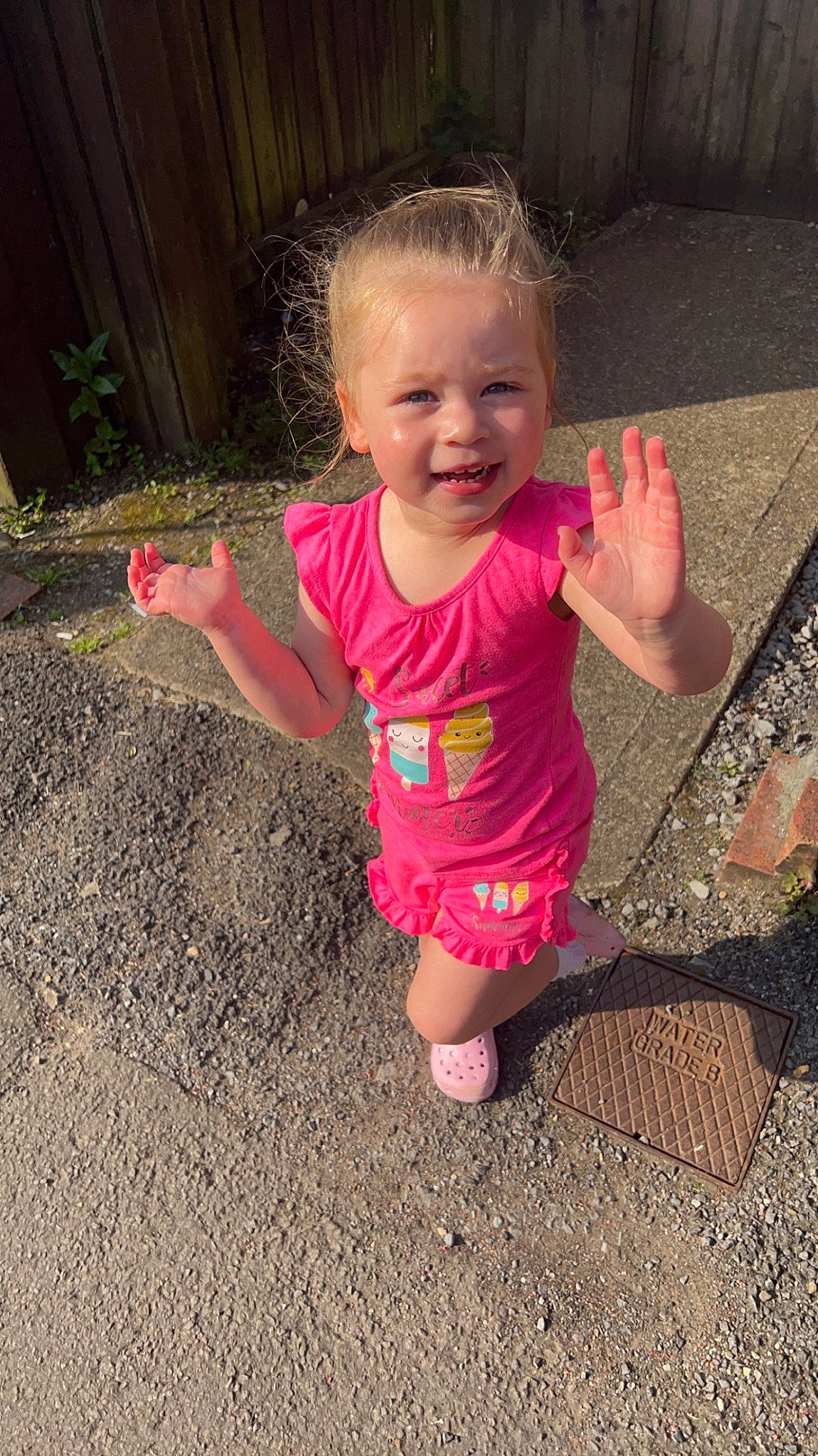 Harper-leigh joined the competition — help win amazing prizes! baby, baby_toddler_clothing, child, finger, fun, grass, hand, happy, human_leg, leisure, magenta, people_in_nature, person, pink, play, sitting, smile, soil, t_shirt, thumb
