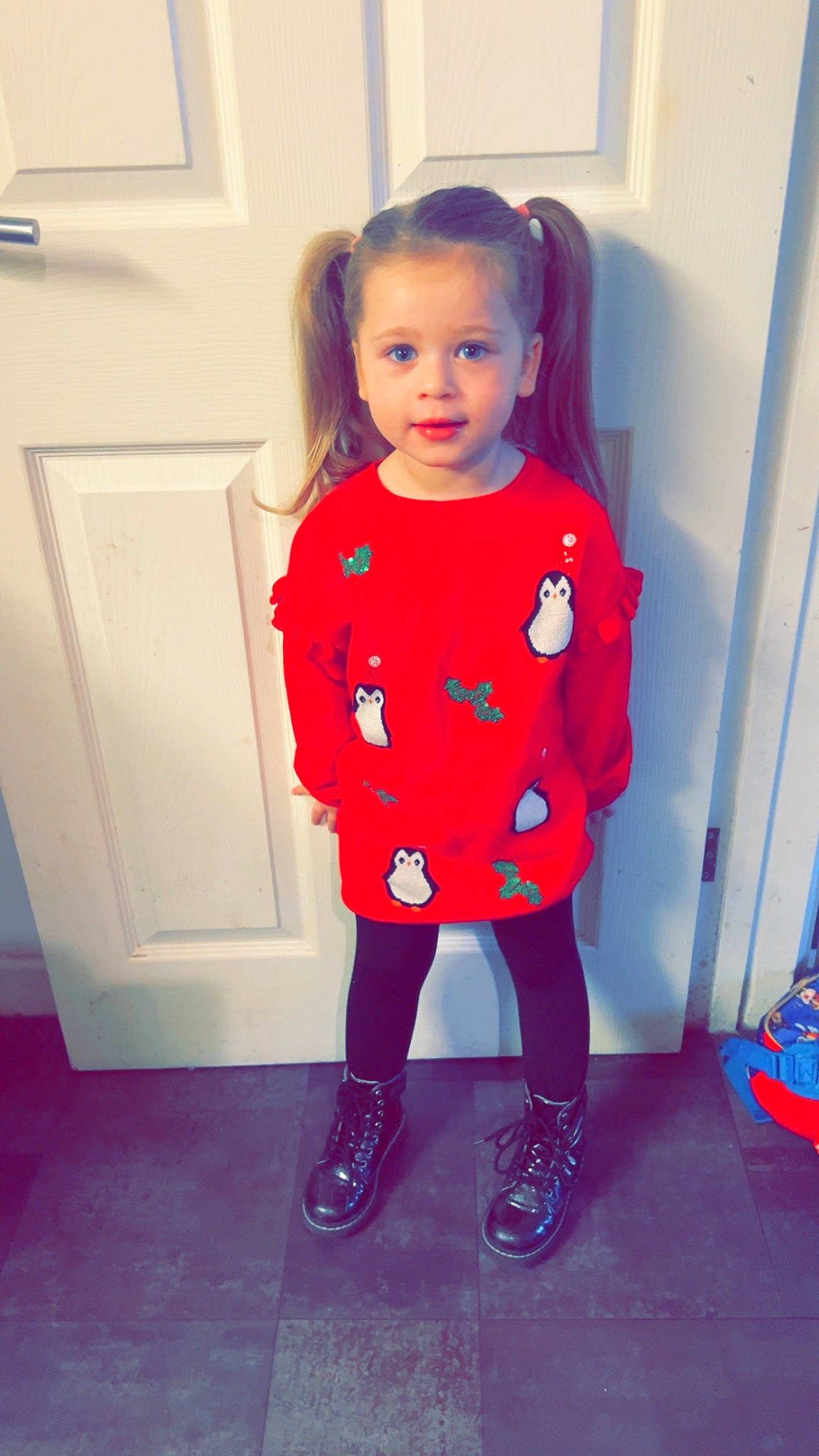 Harper-leigh joined the competition — help win amazing prizes! baby_toddler_clothing, child, clothing, costume, day_dress, door, dress, electric_blue, fashion_design, flooring, formal_wear, happy, magenta, one_piece_garment, pattern, person, pink, sleeve, t_shirt, toddler