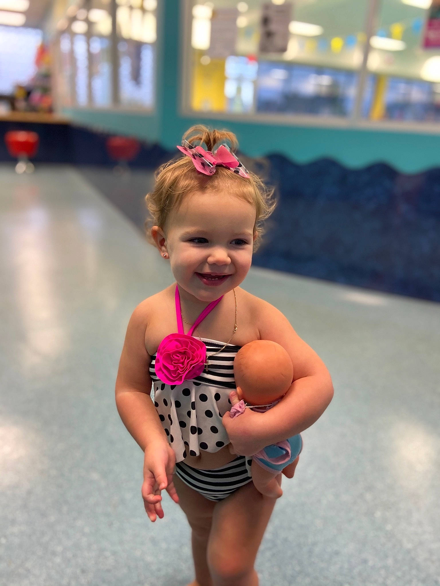 Alexa joined the competition — help win amazing prizes! baby, entertainment, event, finger, flooring, fun, gesture, happy, human_leg, joint, joy, leisure, neck, person, recreation, skin, smile, swimwear, thigh, thumb