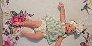 Ava-Mae joined the competition — help win amazing prizes! baby, infant, girl, smiling, headband, dress, blanket, floral, milestone, months, flower_pattern, lying_down, cute, child, indoors, white_background, colorful, soft_texture, happy, portrait