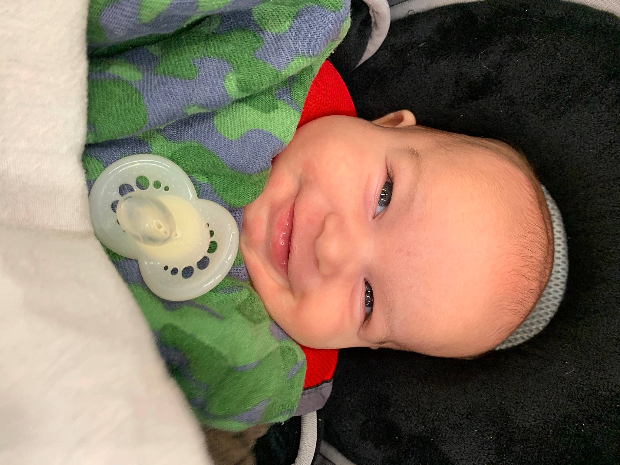 Kaidyn is registered to the contest to win money with this photo: baby, baby_toddler_clothing, cheek, child, chin, comfort, eye, eyelash, face, facial_expression, head, headgear, joy, lip, mammal, nose, person, skin, sleeve, smile