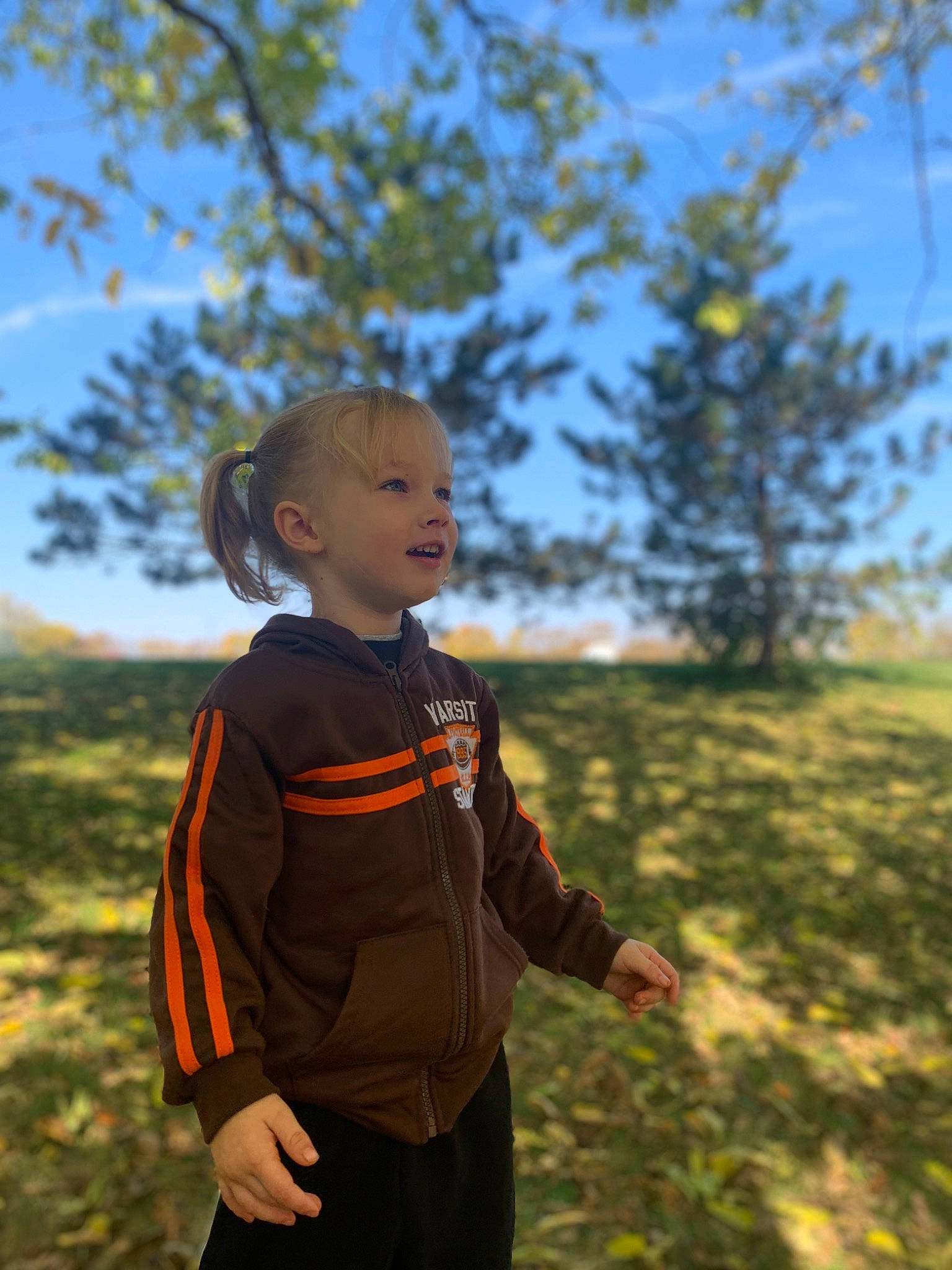 Rory is registered to the contest to win money with this photo: child, forest, fun, grass, grassland, happy, landscape, leisure, natural_landscape, outerwear, people_in_nature, person, plant, prairie, recreation, sky, smile, soil, toddler, tree