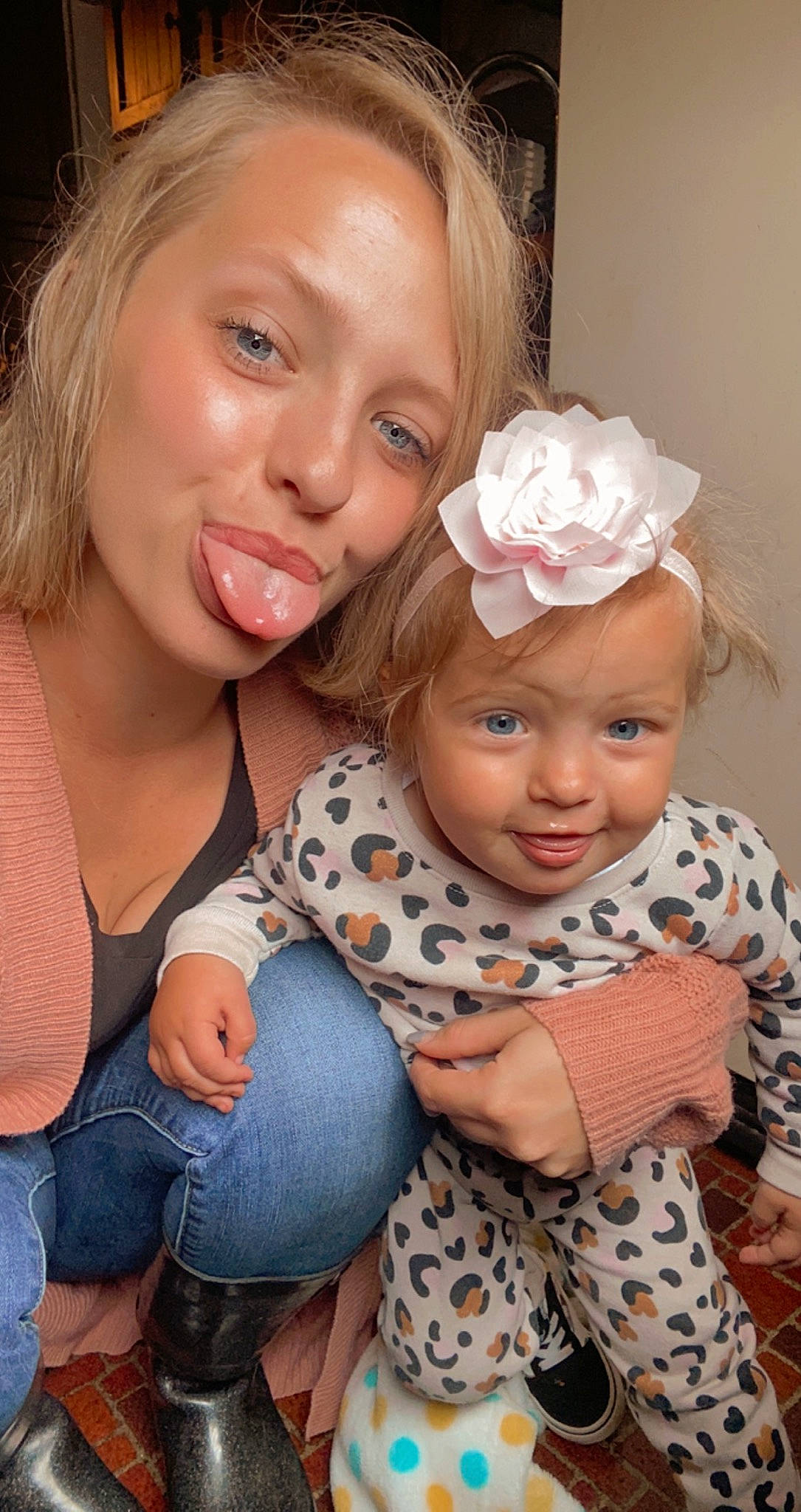 Everleigh joined the competition — help win amazing prizes! baby_toddler_clothing, cheek, chin, clothing, eye, eyebrow, face, facial_expression, hair, hairstyle, happy, iris, jeans, joy, lip, mammal, nose, organ, person, pink