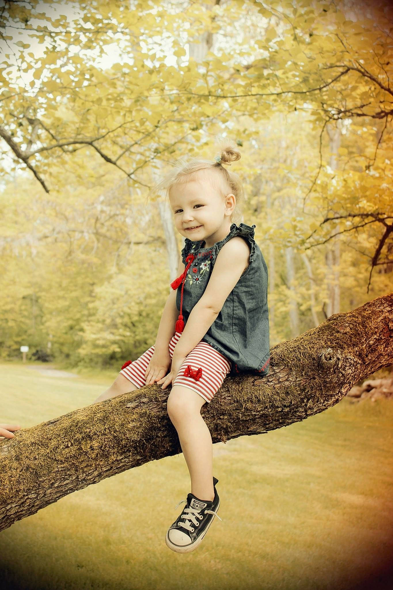 Gracie joined the competition — help win amazing prizes! blond, flash_photography, forest, fun, grass, happy, human_leg, joy, leisure, pattern, people_in_nature, person, rock, sitting, smile, spring, sunlight, tints_and_shades, toddler, tree