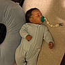 baby, sleeping, pacifier, onesie, pillow, bed, infant, child, sleep, rest, cozy, cute, peaceful, home, nursery, blanket, soft, comfort, toddler, sleepwear