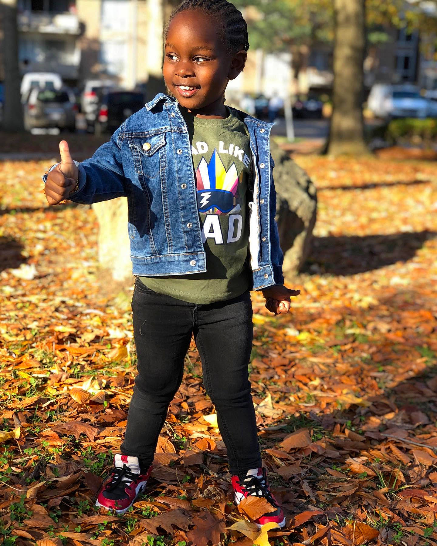 Zaine joined the competition — help win amazing prizes! active_pants, autumn, deciduous, jacket, joy, outdoor_shoe, outerwear, people_in_nature, person, pocket, shoe, sleeve, sneakers, street_fashion, style, sweatpant, walking_shoe