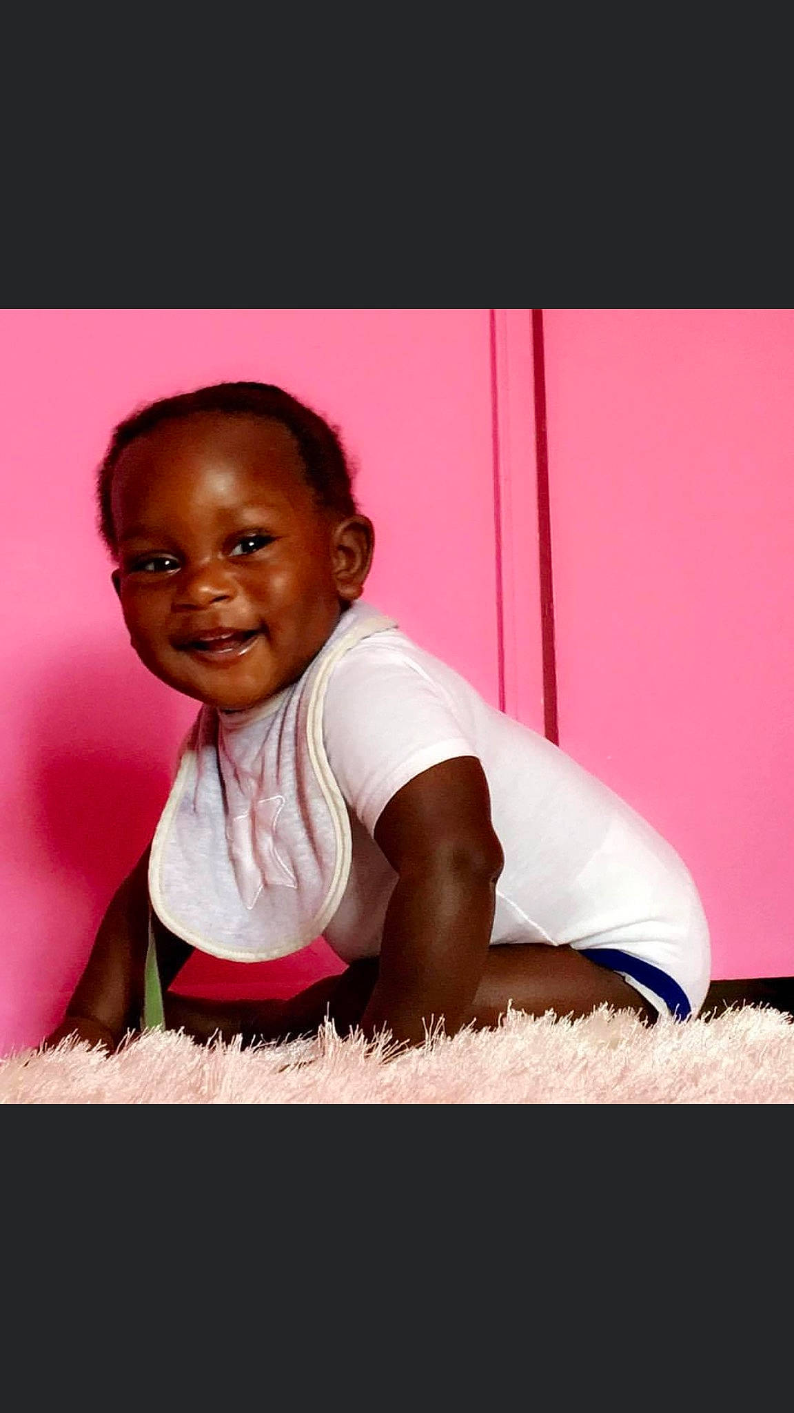 Zaine joined the competition — help win amazing prizes! baby, baby_toddler_clothing, cheek, child, joy, lip, person, pink, portrait_photography, skin, toddler