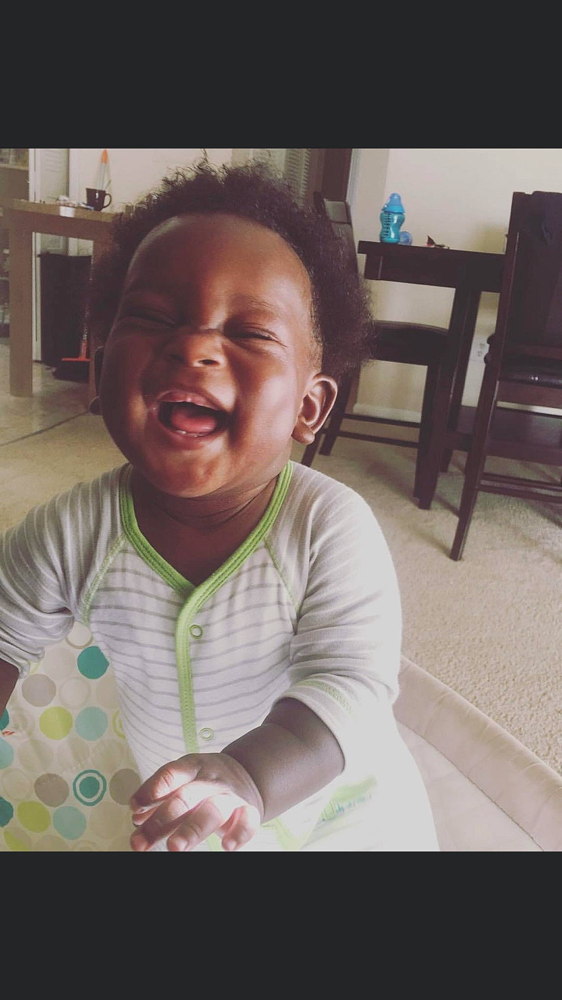 Zaine joined the competition — help win amazing prizes! baby, baby_toddler_clothing, cheek, child, ear, facial_expression, happy, laugh, mouth, person, skin, toddler, tongue, tooth