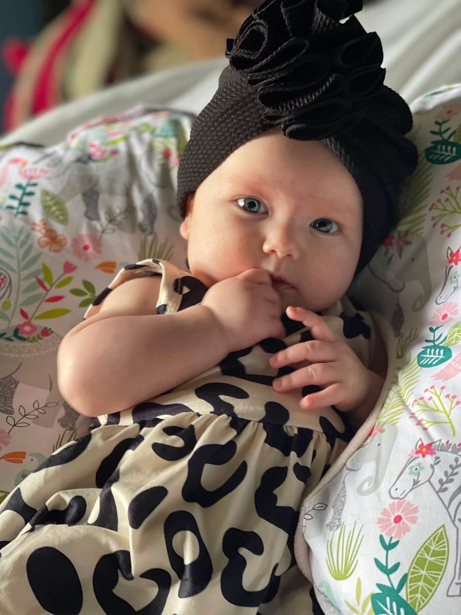 Ruby joined the competition — help win amazing prizes! baby, cap, cheek, child, eye, face, finger, hand, happy, head, headgear, headwear, human, lip, pattern, people, person, sitting, skin, sleeve