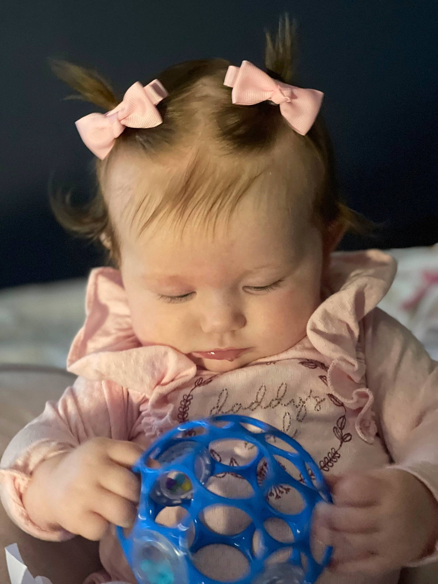 Ruby joined the competition — help win amazing prizes! baby, baby_toddler_clothing, cheek, child, dress, fashion_accessory, finger, hand, happy, headband, headgear, headpiece, iris, lip, nail, pattern, person, pink, skin, sleeve