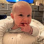 Riley-James joined the competition — help win amazing prizes! baby, infant, child, pillow, bedroom, fingers, chewing, cute, curious, soft, dressed, bracelet, furniture, television, drawer, blanket, lying, indoors, portrait, smiling