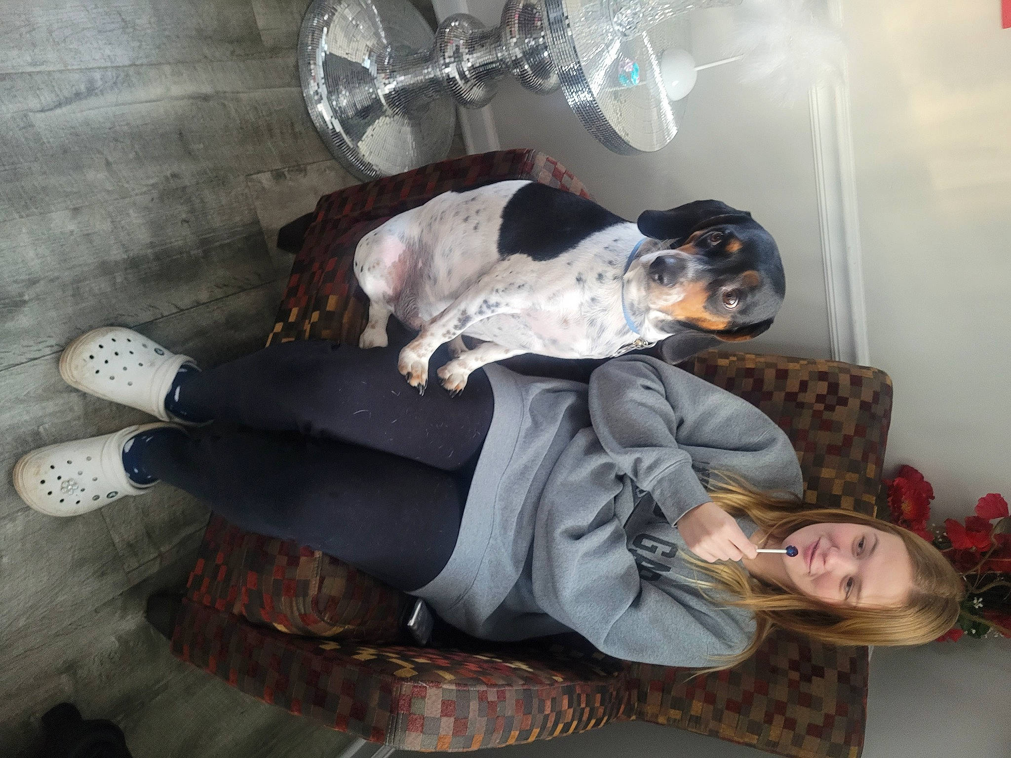 Rusty Lee Broome is registered to the contest to win money with this photo: automotive_tire, bicycle_tire, bicycle_wheel, canidae, carnivore, comfort, companion_dog, dog, dog_breed, flooring, formal_wear, lap, rim, sitting, suit, tire, wheel