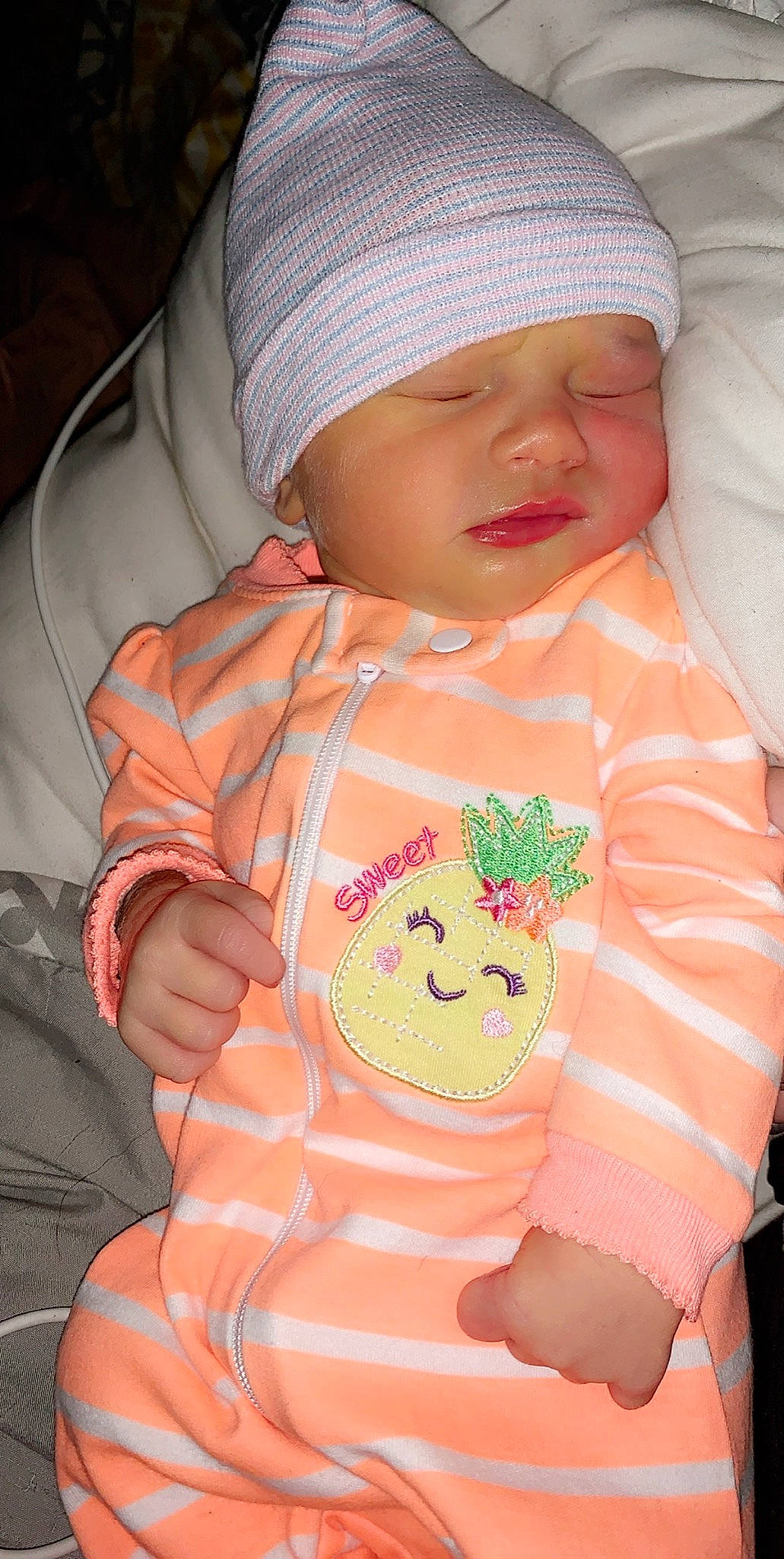 Alaska is registered to the contest to win money with this photo: baby, baby_toddler_clothing, child, headwear, person, pink, toddler