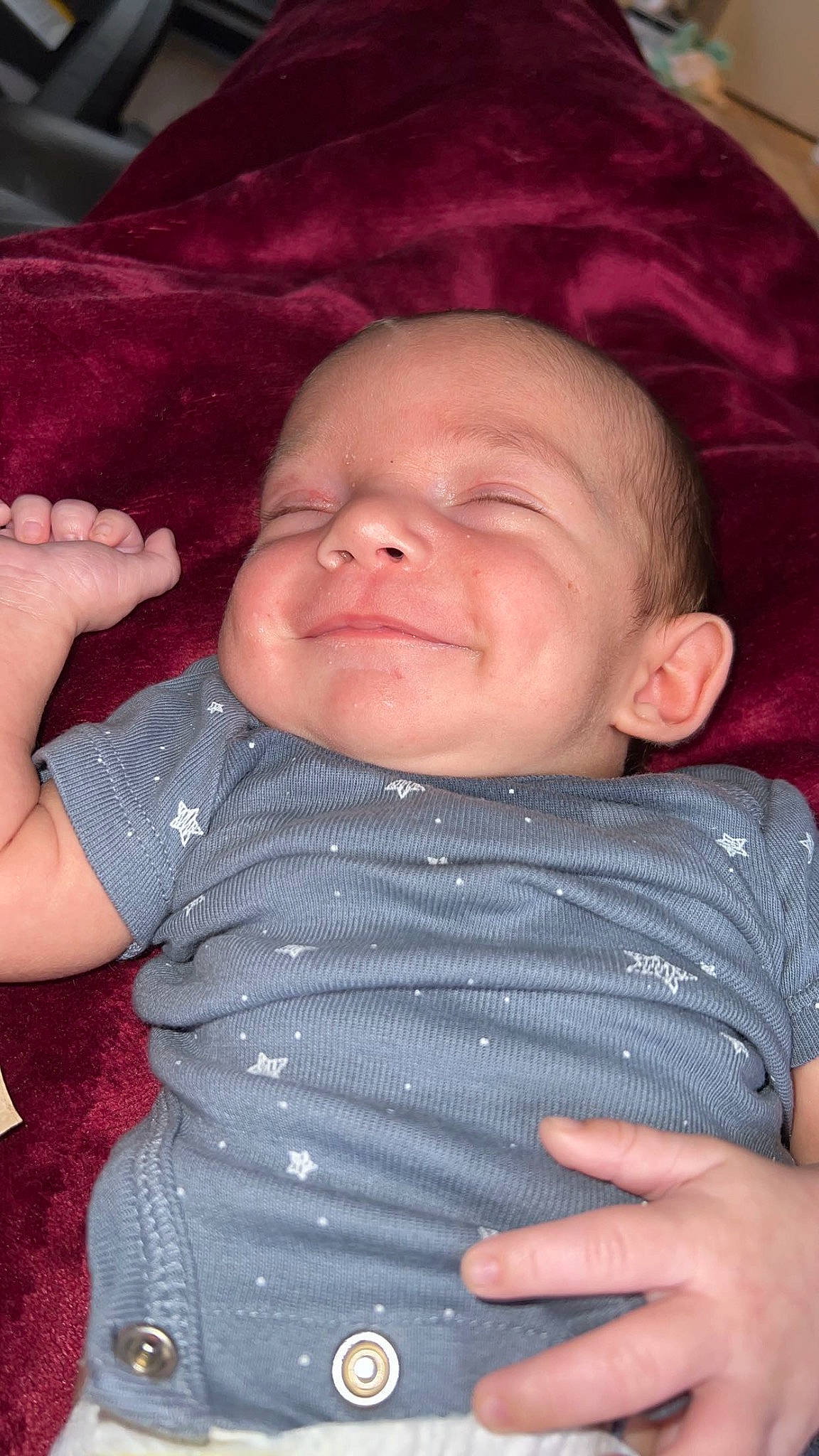 Kyson joined the competition — help win amazing prizes! baby, baby_toddler_clothing, cheek, chin, comfort, eye, face, facial_expression, forehead, hairstyle, hand, head, iris, lip, mouth, neck, nose, person, skin, sleeve