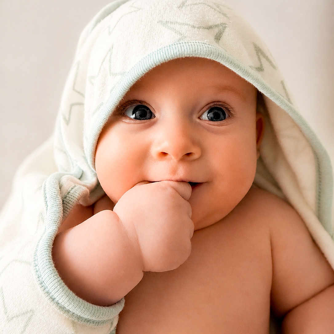 Zeppelin joined the competition — help win amazing prizes! baby, infant, cute, face, hand, blanket, wrapped, skin, expression, eyes, adorable, soft, cozy, child, newborn, portrait, cheeks, sleeve, warm, looking