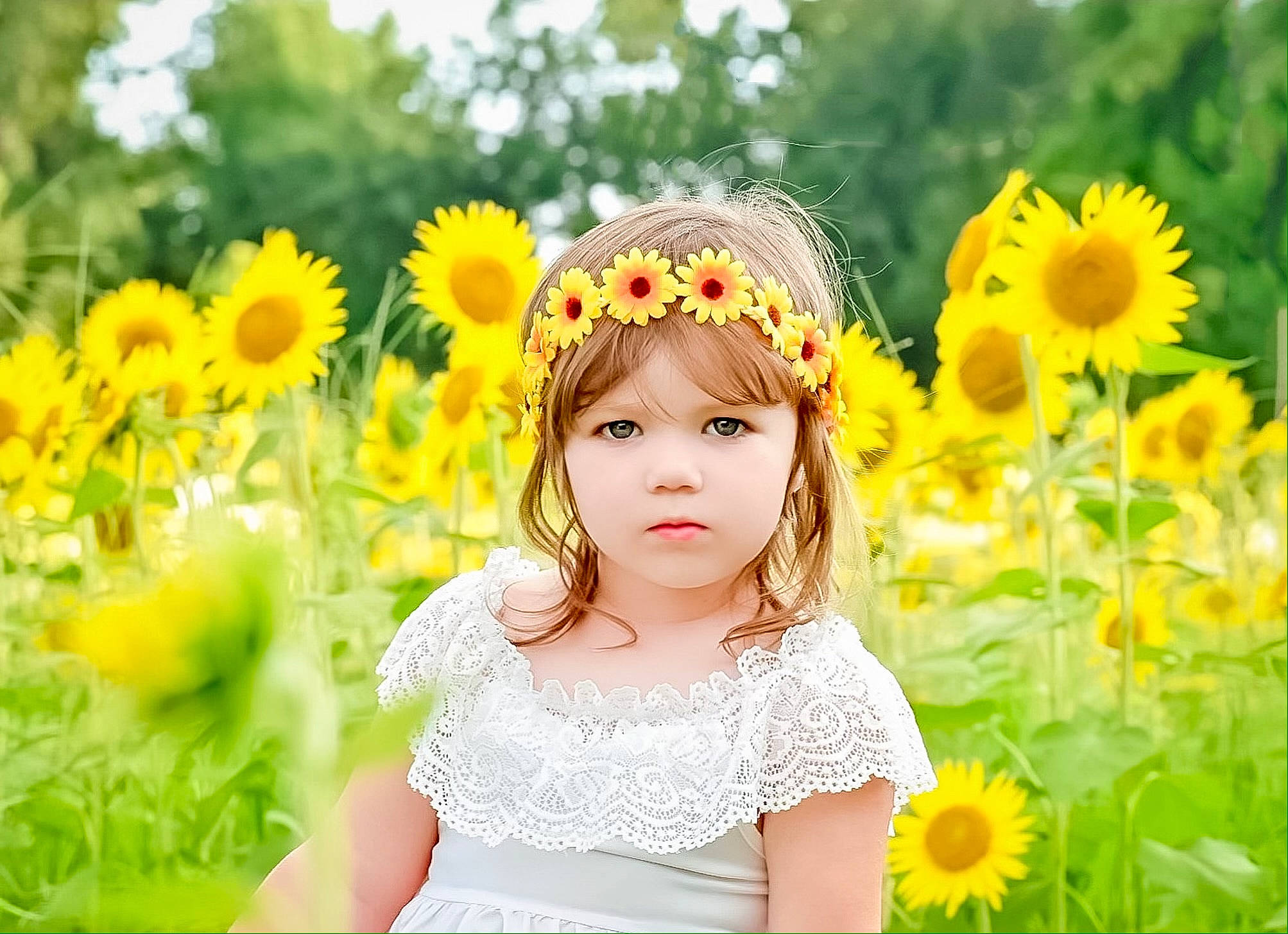 Katelynn is registered to the contest to win money with this photo: child, flower, flowering_plant, grass, hair_accessory, happy, headgear, headwear, mayweed, meadow, people_in_nature, person, petal, photography, plant, smile, spring, summer, sunflower, wildflower