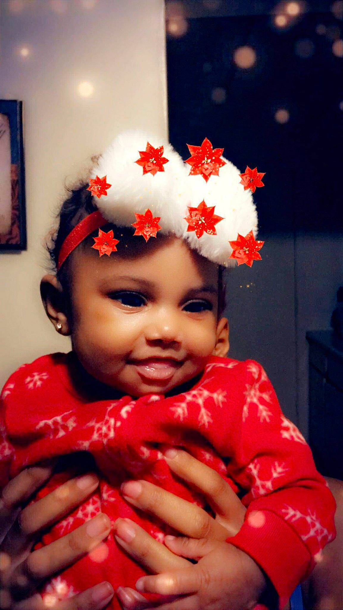 Laylay is registered to the contest to win money with this photo: child, fashion_accessory, hair_accessory, headband, headpiece, joy, lip, person, red, smile, toddler, tradition