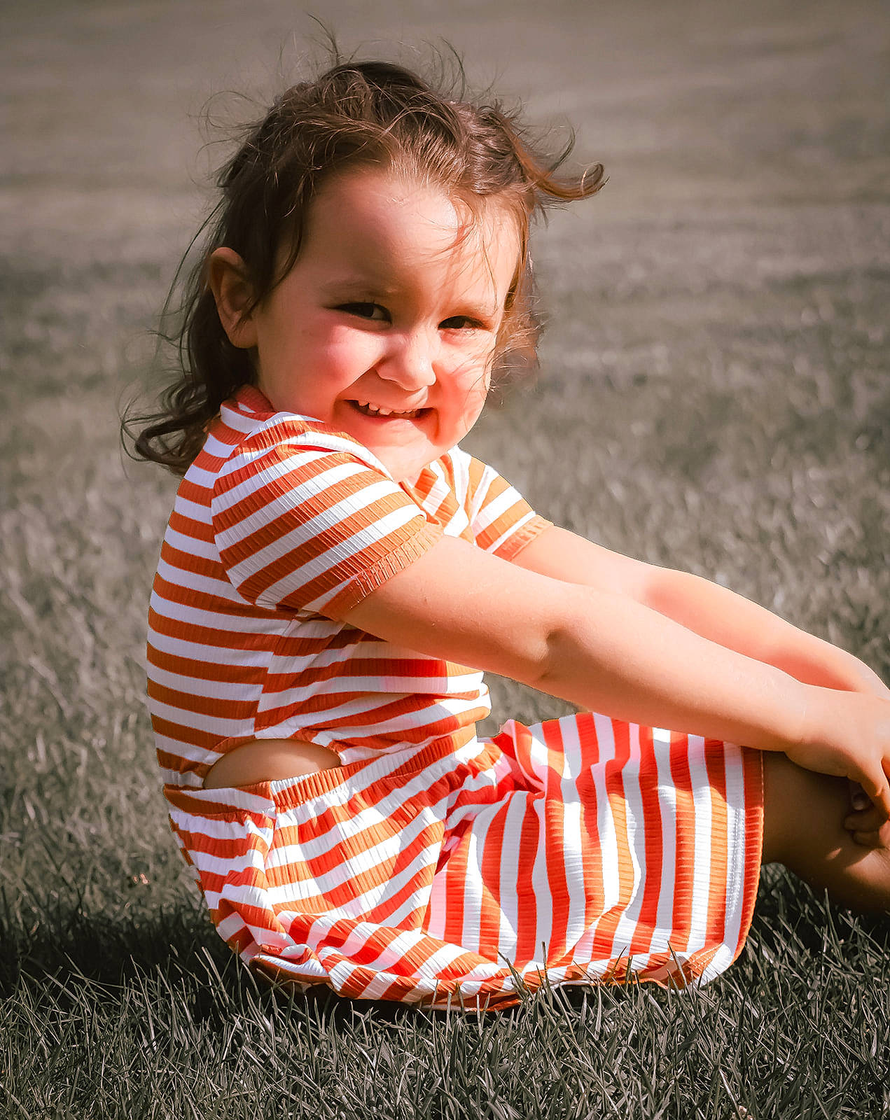 Paisley joined the competition — help win amazing prizes! arm, baby_toddler_clothing, child, flash_photography, fun, grass, grass_family, happy, human_leg, joy, leisure, lip, meadow, nose, pattern, people_in_nature, person, plant, sitting, smile