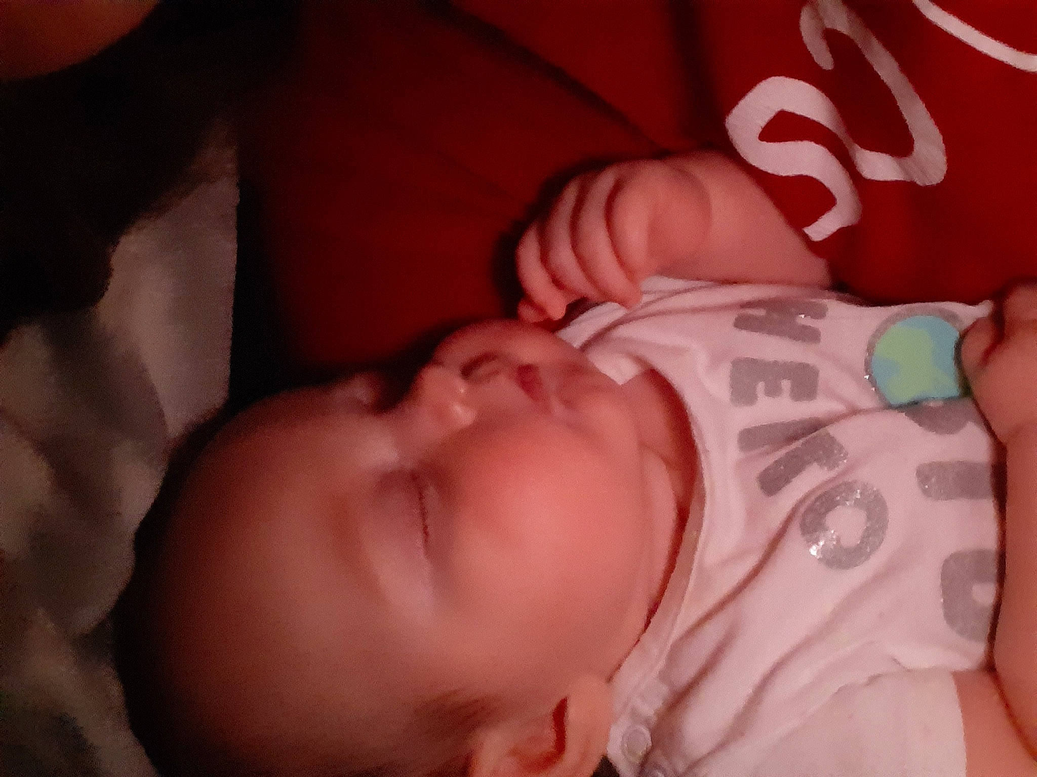 Malorie is registered to the contest to win money with this photo: baby, bedtime, birth, cheek, child, childbirth, eye, finger, gesture, hand, lip, mouth, nail, nose, person, skin, sleep, thumb, toddler