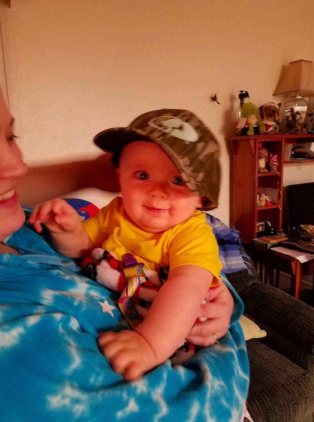 Slade is registered to the contest to win money with this photo: baby, child, fun, furniture, person, play, sitting, skin, smile, toddler, vacation