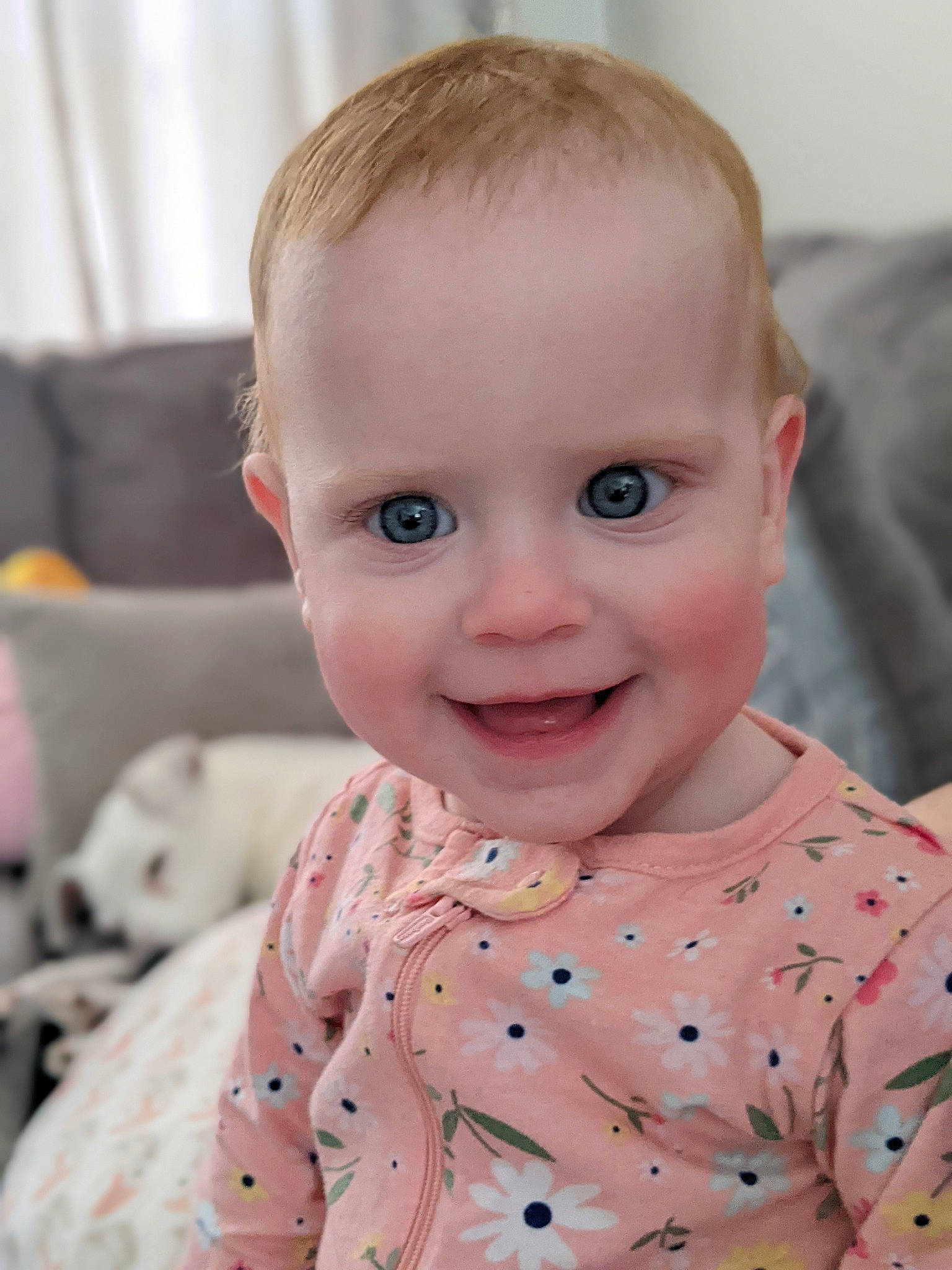 Ruby is registered to the contest to win money with this photo: baby, baby_toddler_clothing, cheek, chin, collar, curtain, eye, eyebrow, eyelash, face, happy, head, iris, joy, lip, nose, person, pink, skin, sleeve