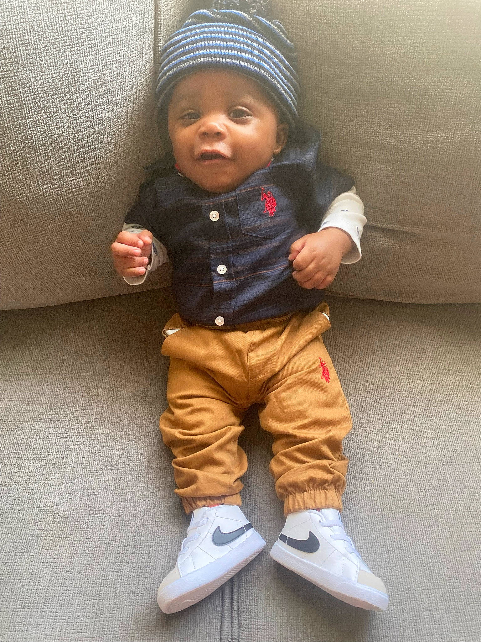 Zyell joined the competition — help win amazing prizes! baby, baby_toddler_clothing, cheek, collar, comfort, cool, dress_shirt, eye, face, floor, gesture, head, headwear, nose, outerwear, person, shoe, skin, sleeve, smile