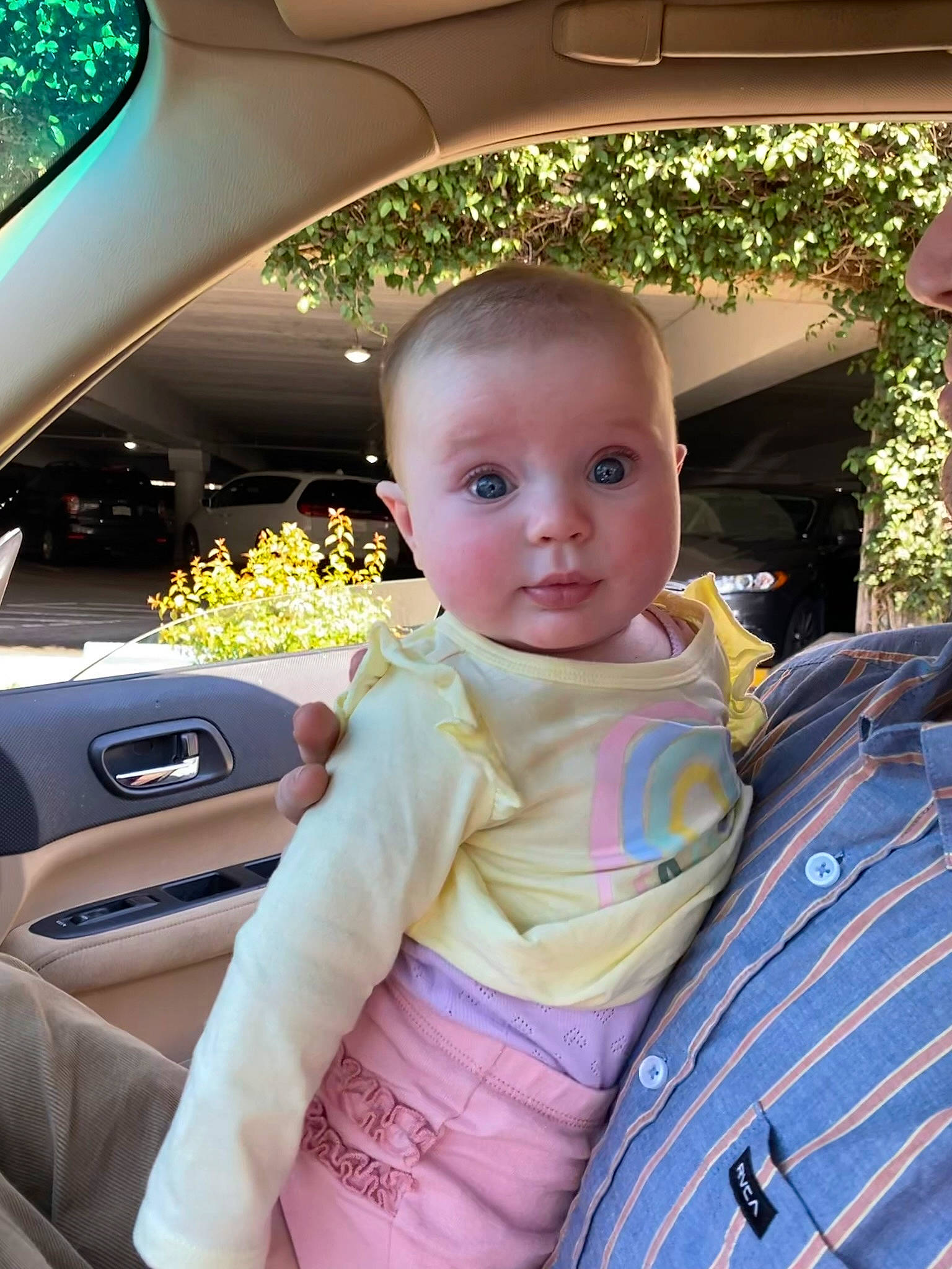 Jade is registered to the contest to win money with this photo: auto_part, automotive_design, automotive_exterior, automotive_mirror, automotive_window_part, baby, baby_carriage, baby_products, baby_toddler_clothing, car, car_seat, car_seat_cover, family_car, motor_vehicle, person, personal_luxury_car, plant, steering_wheel, toddler, vehicle_door