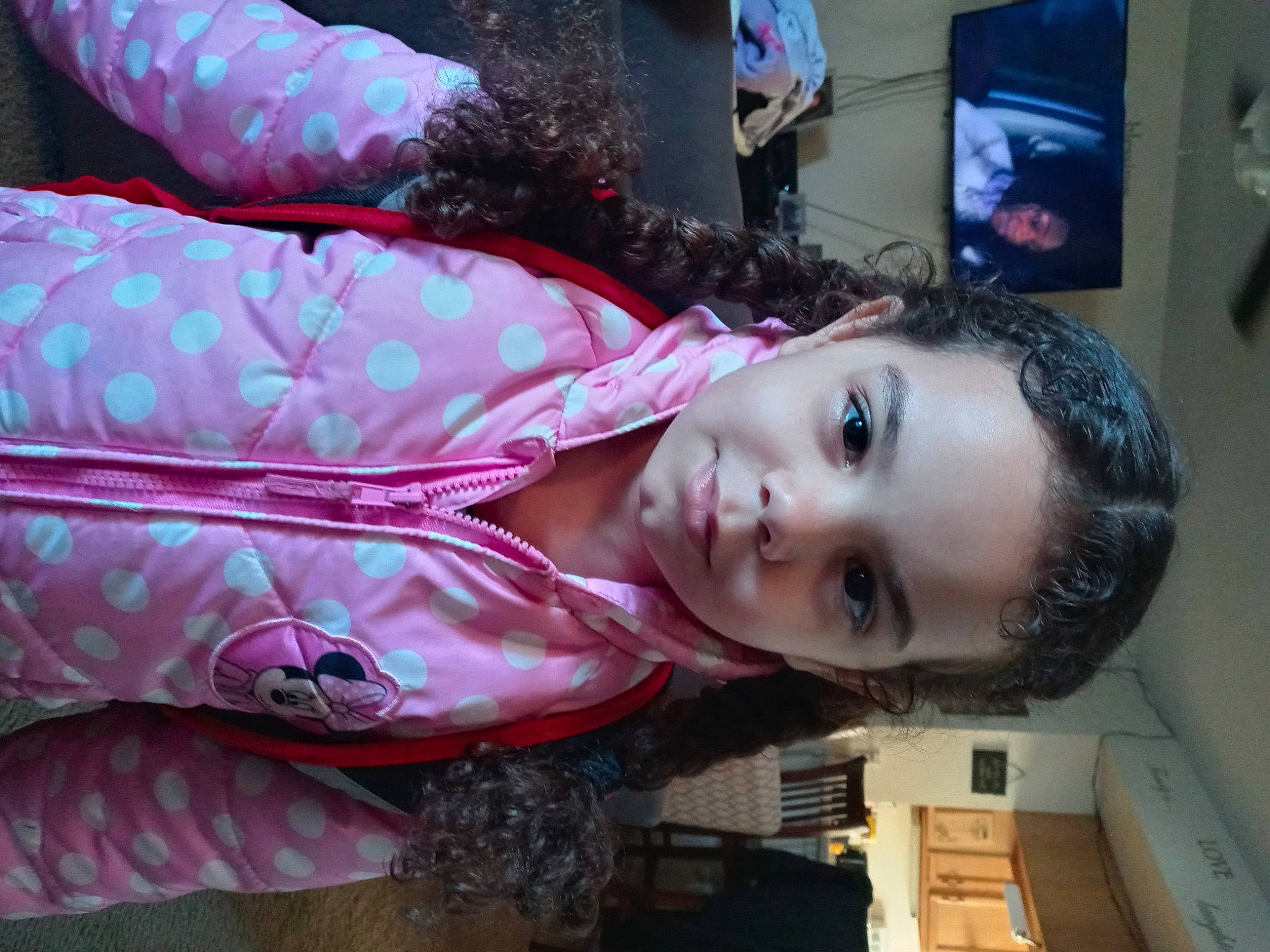 Aliya is registered to the contest to win money with this photo: child, eyelash, flesh, fun, magenta, pattern, person, pink, plant, smile, tree