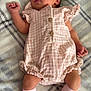 Bonnie joined the competition — help win amazing prizes! baby, blanket, bows, butterfly, child, cozy, cute, floral_card, indoors, infant, knitted_socks, newborn, patterned_blanket, peaceful, pink_clothing, portrait, resting, romper, sleeping, soft_texture