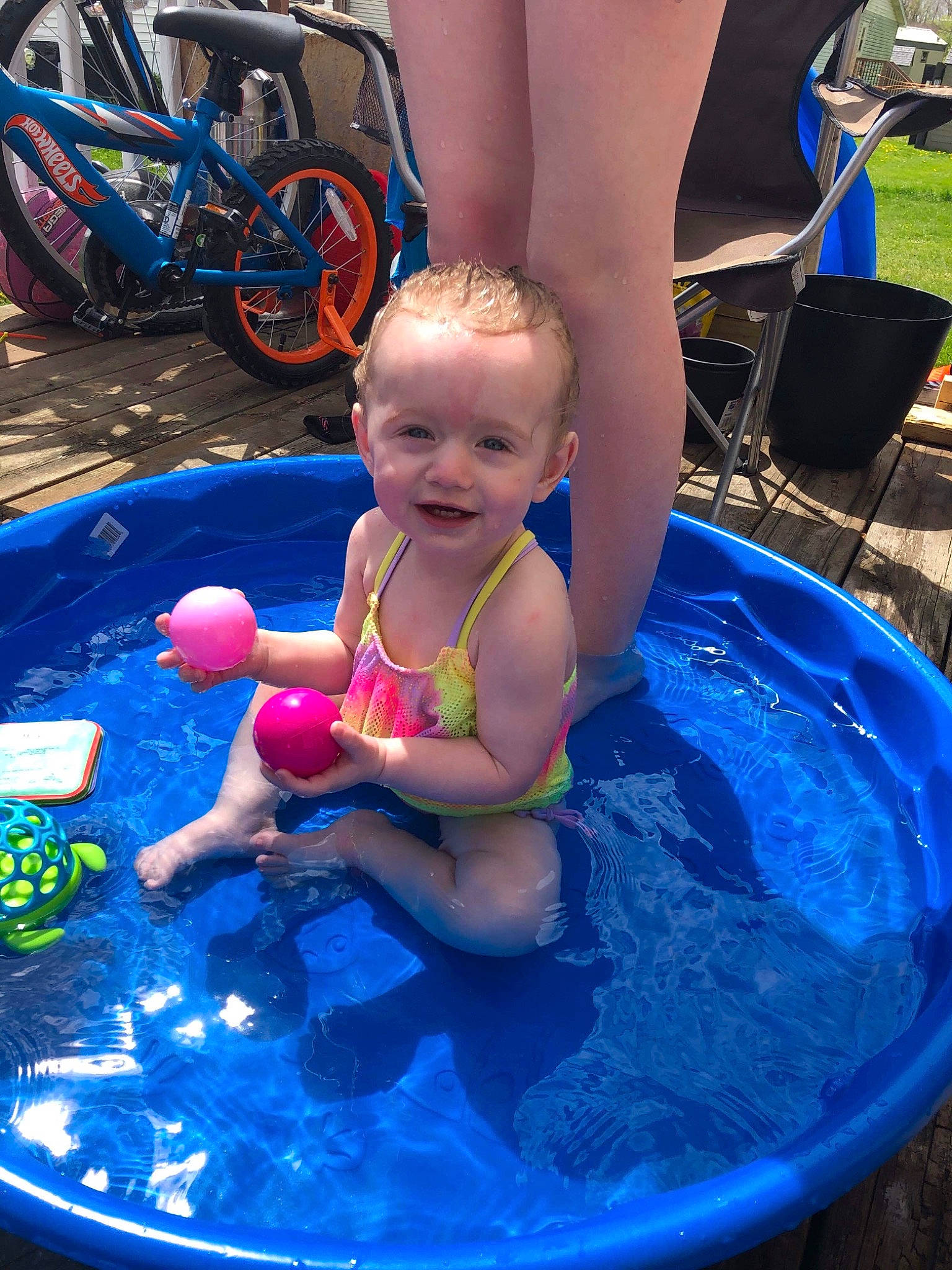 Waverly joined the competition — help win amazing prizes! aqua, azure, bath_toy, bathing, bicycle, blue, electric_blue, fun, joy, leisure, muscle, person, pink, product, recreation, shorts, smile, swimming_pool, tire, toddler