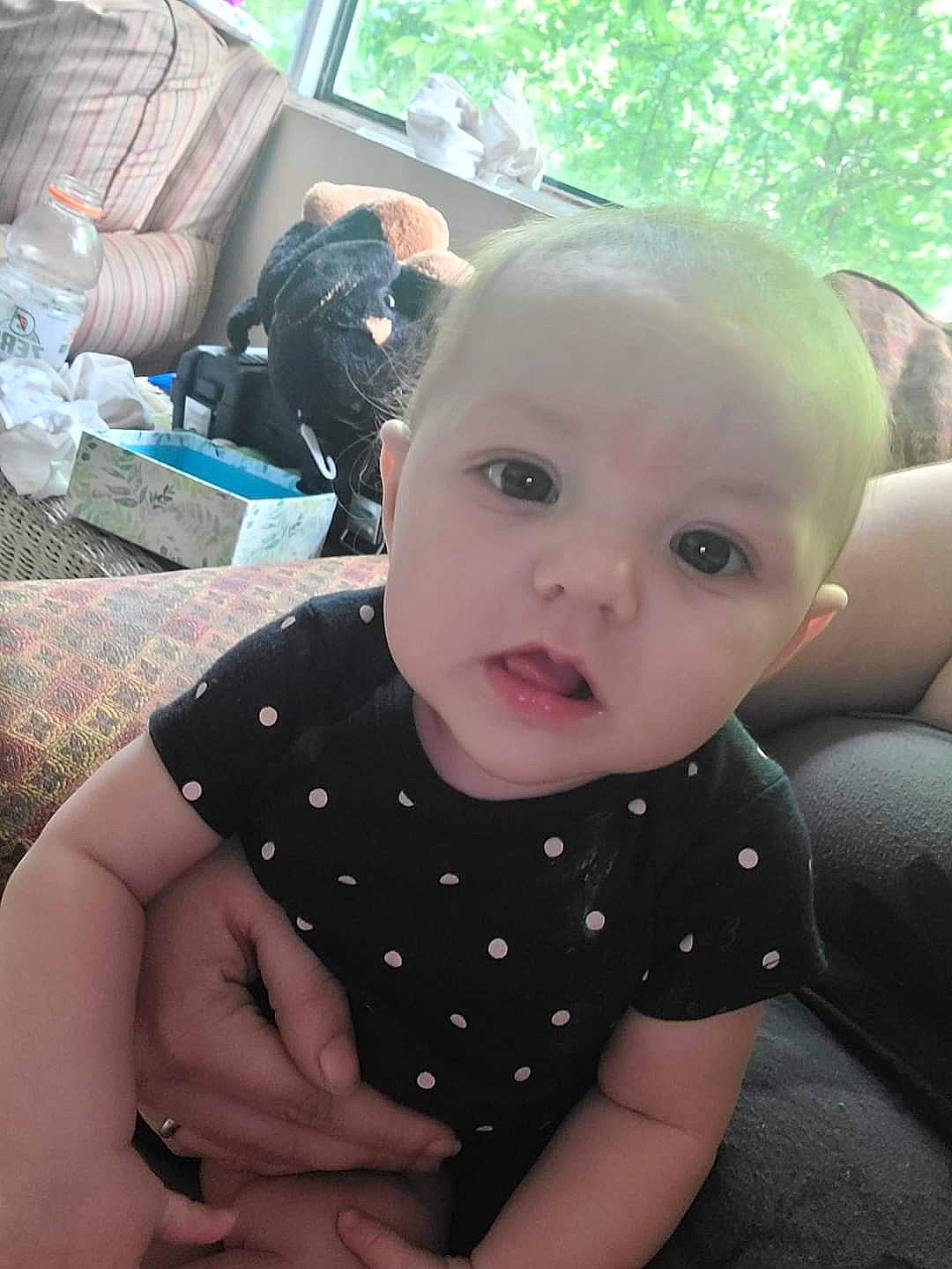 Autumn is registered to the contest to win money with this photo: baby, baby_products, baby_toddler_clothing, cheek, chest, child, eye, finger, grass, happy, iris, lip, luggage_and_bags, person, skin, sleeve, smile, thumb, toddler, tree