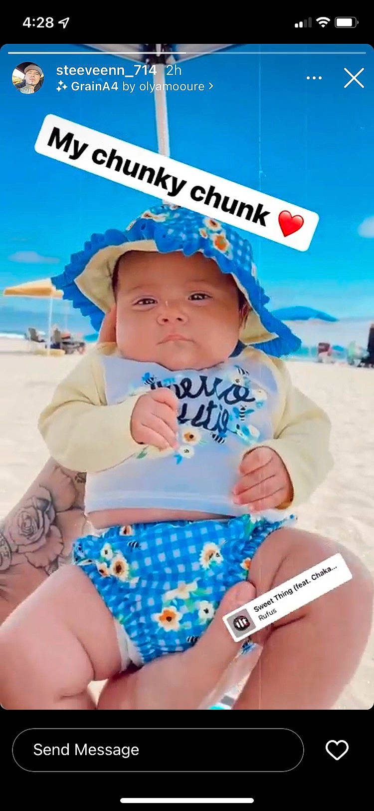 Elianna is registered to the contest to win money with this photo: azure, baby, baby_toddler_clothing, beach, blue, child, cool, electric_blue, fun, happy, hat, headwear, human_leg, leisure, person, recreation, sitting, skin, sun_hat, thigh
