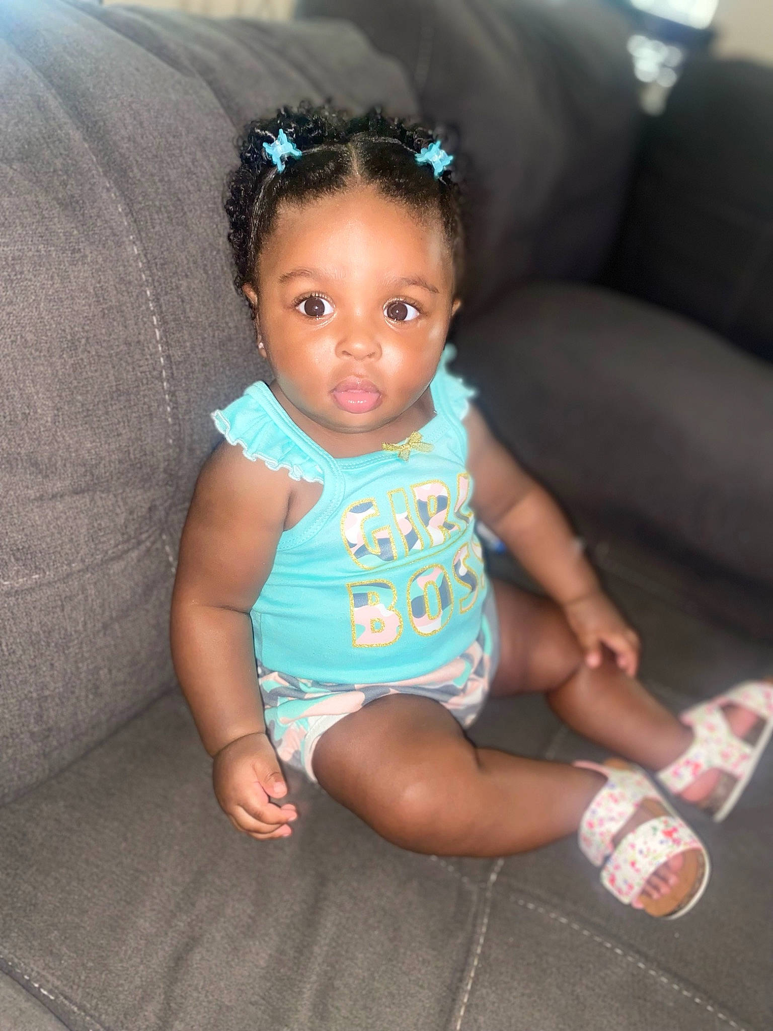 Avery is registered to the contest to win money with this photo: baby, baby_toddler_clothing, cheek, chin, comfort, dress, eye, face, finger, flash_photography, hair, happy, head, iris, neck, person, shorts, skin, sleeve, thigh