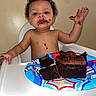 birthday, brown_hair, cake, celebration, child, chocolate_cake, cute, eating, face, food, fun, hands, happy, high_chair, indoor, mess, messy, plate, skin, toddler