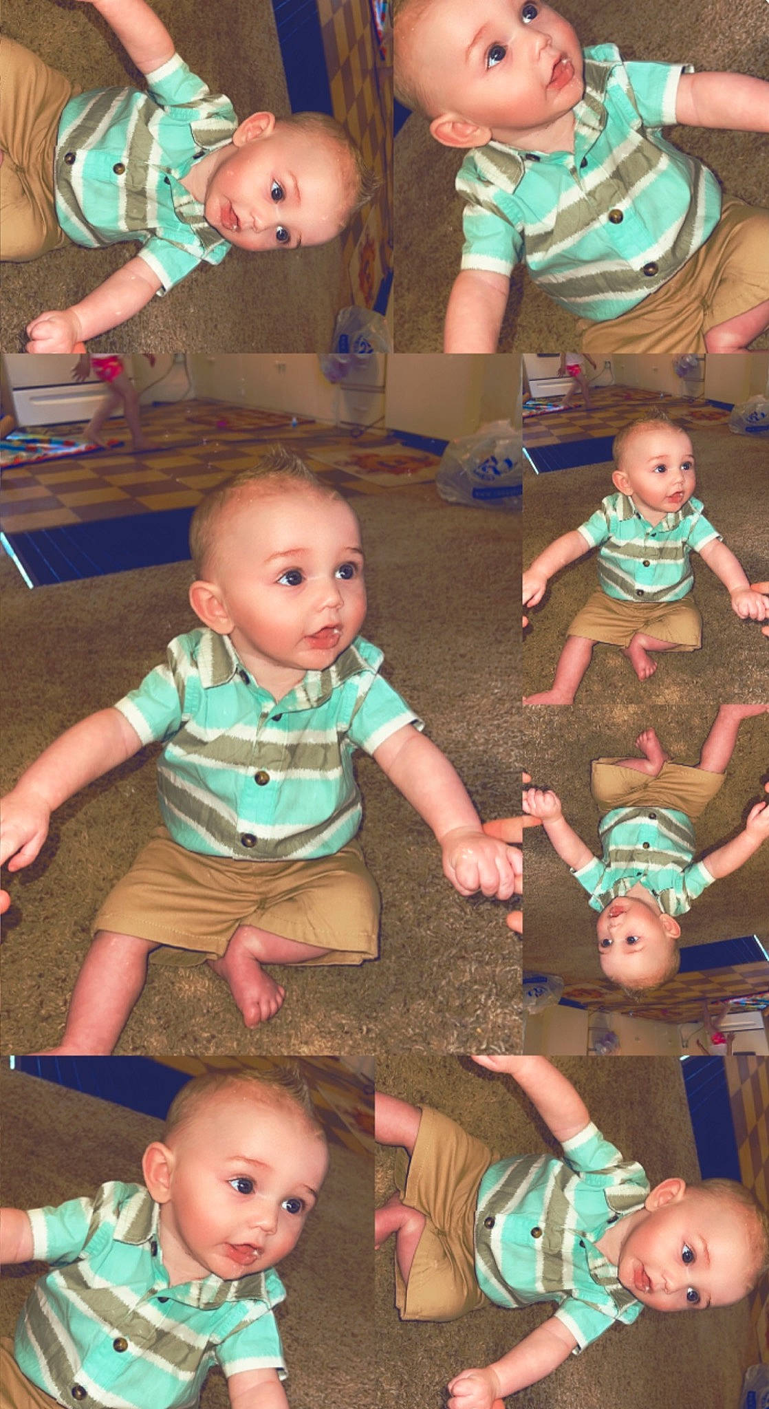 Ryder joined the competition — help win amazing prizes! arm, baby_toddler_clothing, blue, cheek, eye, face, facial_expression, green, hairstyle, hand, head, human_body, iris, joint, mouth, organ, person, photograph, product, skin