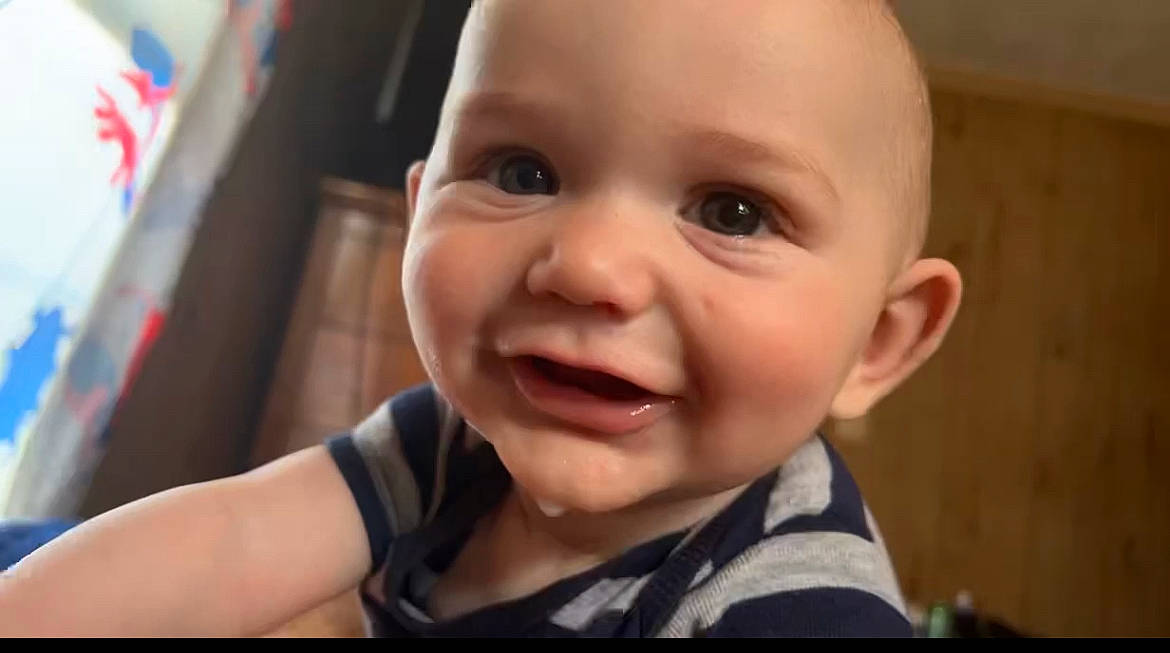 Ryder joined the competition — help win amazing prizes! baby, baby_laughing, baby_toddler_clothing, cheek, child, ear, eyebrow, eyelash, fun, happy, iris, jaw, joy, laugh, lip, mouth, nose, person, skin, smile