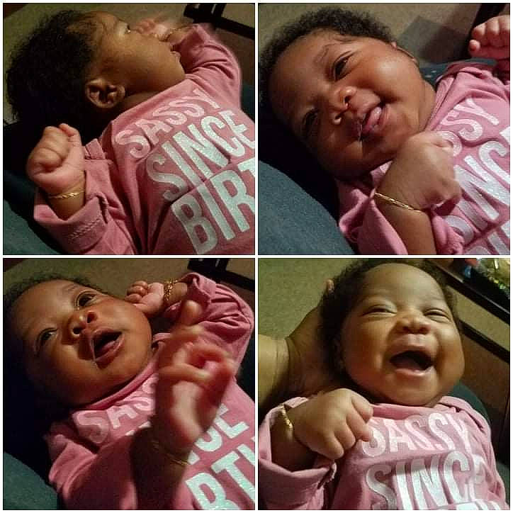 Kimani joined the competition — help win amazing prizes! baby, baby_making_funny_faces, bedtime, birth, cheek, child, face, facial_expression, happy, head, headwear, human, joy, laugh, lip, mouth, nose, people, person, pink