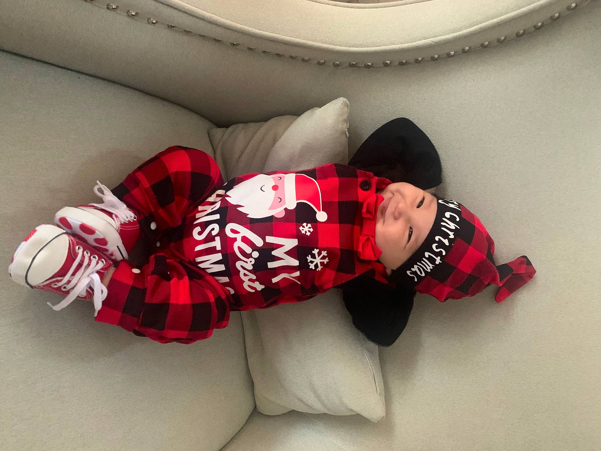 Benny joined the competition — help win amazing prizes! christmas_decoration, comfort, dress, event, hat, headgear, headwear, human_body, human_leg, knee, linens, lingerie, pattern, person, plaid, sleeve, sock, sportswear, textile, thigh