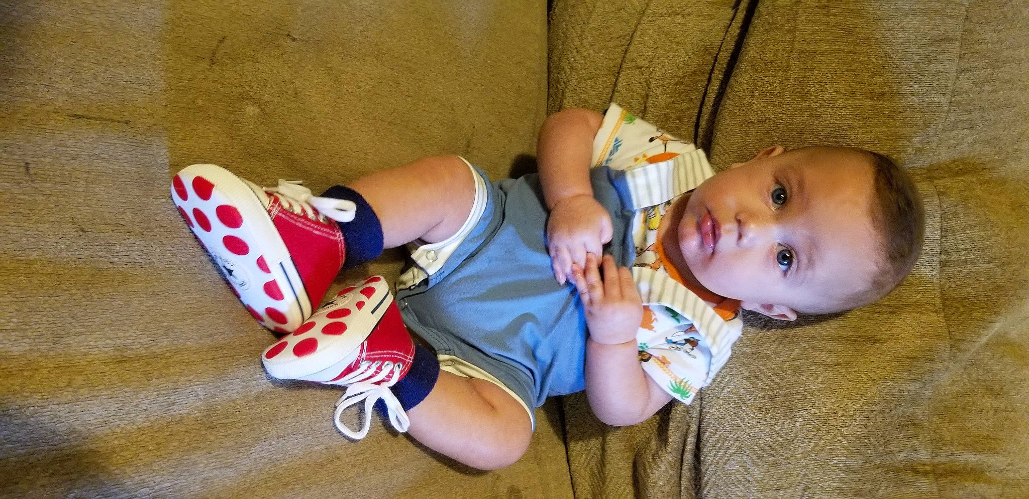 Jason joined the competition — help win amazing prizes! arm, baby, baby_toddler_clothing, child, comfort, finger, hand, head, human_body, joint, knee, leg, mouth, orange, person, skin, sock, textile, thigh, toddler