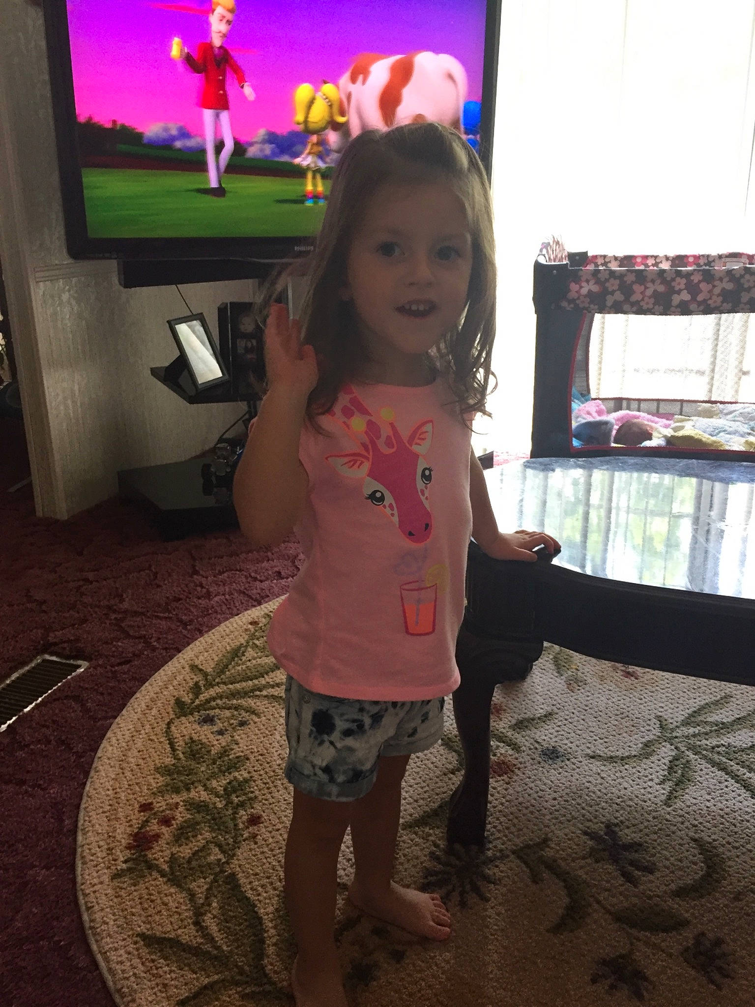 Aalaiyah joined the competition — help win amazing prizes! child, electronic_device, fawn, fun, gadget, leg, media, person, pink, play, room, t_shirt, technology, toddler