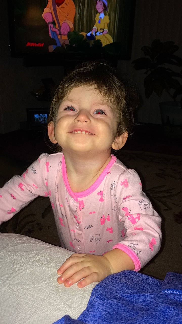 Aalaiyah joined the competition — help win amazing prizes! baby, cheek, child, chin, daughter, eye, face, facial_expression, fun, head, iris, joy, lip, nose, person, pink, sitting, skin, smile, toddler