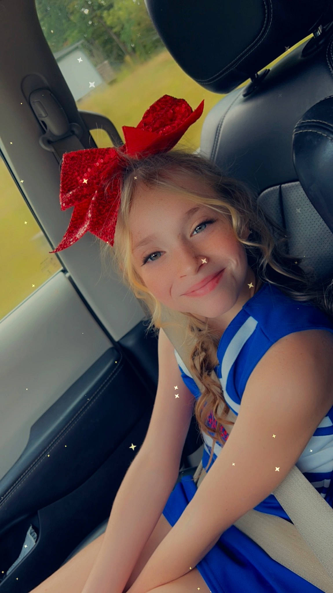 Kylie joined the competition — help win amazing prizes! automotive_design, automotive_exterior, automotive_lighting, black_hair, blue, car, cool, electric_blue, eye, flash_photography, happy, hood, human_leg, joy, long_hair, motor_vehicle, person, red, skin, smile